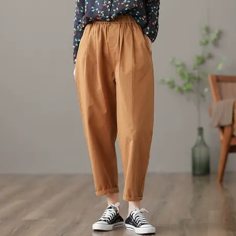 dza 高腰显瘦九分休闲裤子女士春季新款宽松阔腿裤百搭哈伦萝卜裤图片