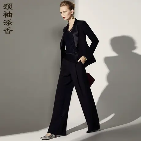 颈袖添香2021秋冬心坎职业套装女裤商务休闲时尚修身气质羊毛西装图片