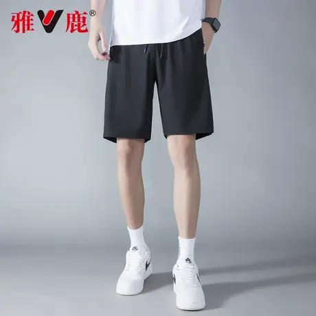 雅鹿冰丝牛奶丝休闲短裤2025夏季新款男士大码弹力运动裤凉感速干图片