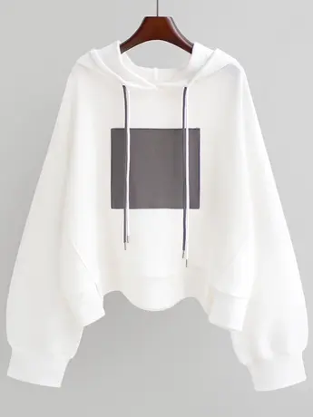 卫衣女春秋薄款2021秋季新款白色连帽韩版短款宽松外套ins潮上衣商品大图