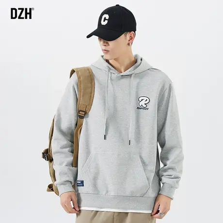 男生灰色美式卫衣男春秋款连帽2023新款爆款宽松潮流百搭运动外套图片