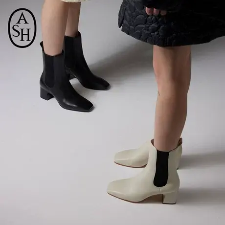 ASH女鞋新款CHER粗跟低筒高跟鞋方头时装靴瘦瘦靴商品大图