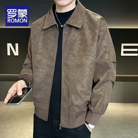 罗蒙皮衣外套男士春秋季2025新款美式复古宽松时尚潮流休闲夹克男商品大图