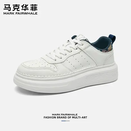 马克华菲休闲板鞋男鞋2025新款时尚百搭潮流小白鞋厚底增高男鞋子商品大图