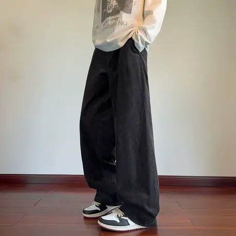 唐狮秋冬季休闲长裤男弯刀裤芯绒痞帅灰色潮流百搭时尚宽松TUTA商品大图