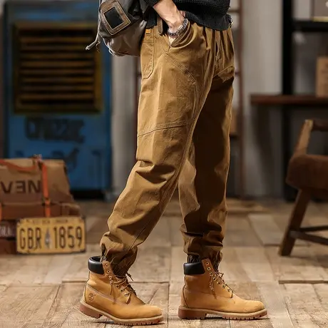 舒适时尚工装裤潮流耐磨纯棉斜纹面料纯色时尚百搭潮流男工装裤商品大图