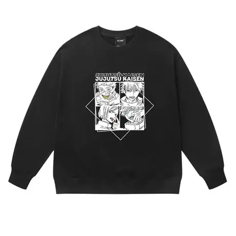 潮牌日系卡通动漫周边圆领卫衣男潮牌宽松休闲学生薄款套头上衣图片