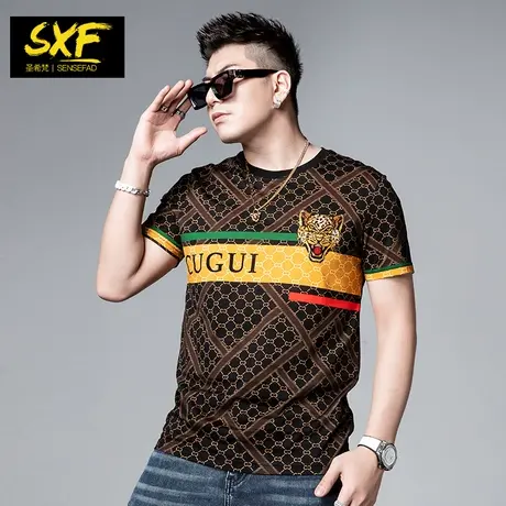 SXF圣希梵短袖男 2023夏季新款男装提花刺绣欧货 潮牌上衣男士t恤商品大图