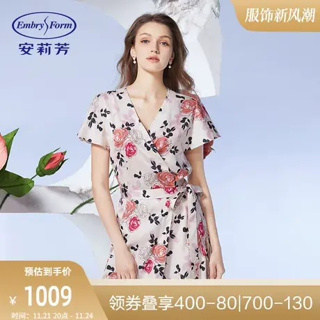 【玫瑰园】安莉芳专柜新品薄款印花睡裙女士V领短袖家居裙EL00535商品大图