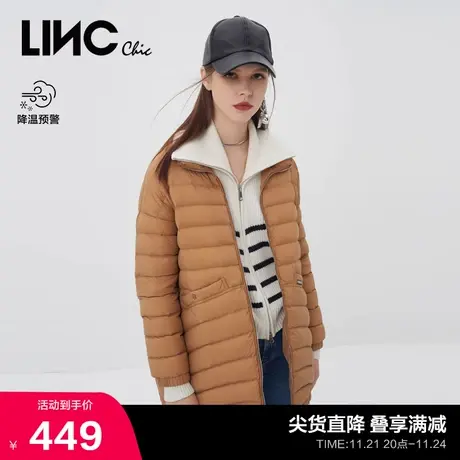 LINC金羽杰反季羽绒服女衬衫式轻薄中长款羽绒服女外套Y22802397图片