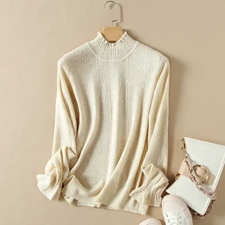 半高领毛衣女宽松套头打底衫女秋装新款内搭爆款百搭洋气针织衫女图片