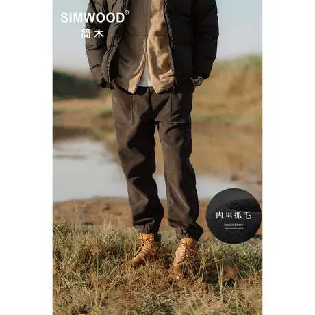 Simwood简木男装【宽松版型】秋季款松紧腰束脚抓绒灯芯绒休闲裤图片