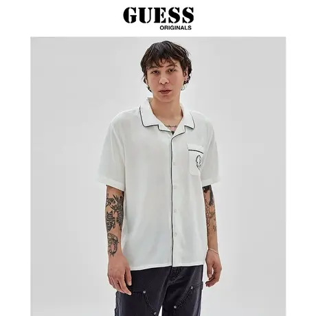 GUESSOriginals 新款男女同款美式复古撞色衬衫-M3GH19WD4Z2商品大图