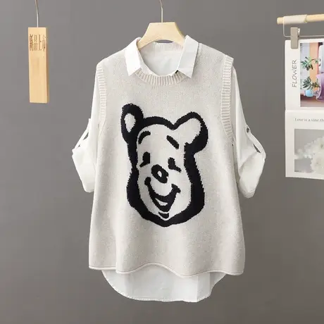 刺绣针织马甲女潮流时尚2024秋冬学院风圆领背心叠穿毛衣马夹坎肩图片