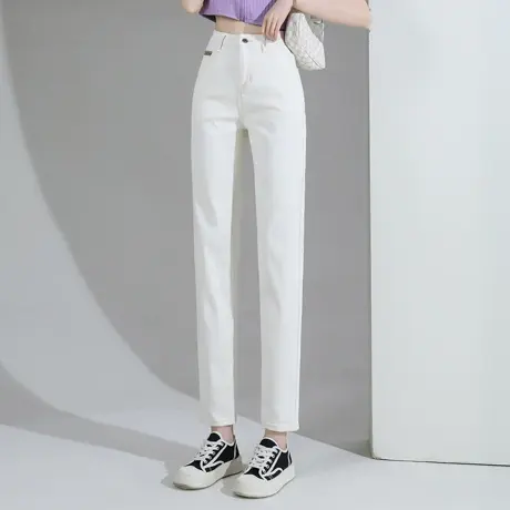 时尚气质牛仔长裤2023年新款女士简约高腰显瘦通勤百搭直筒裤商品大图