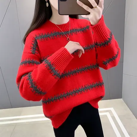 半高领毛衣女秋冬新款韩版外穿宽松套头加厚内搭长袖针织打底衫女图片