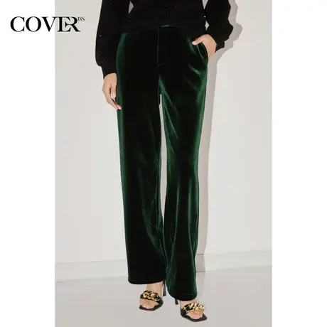 COVER冬季丝绒光泽感复古直筒休闲裤图片
