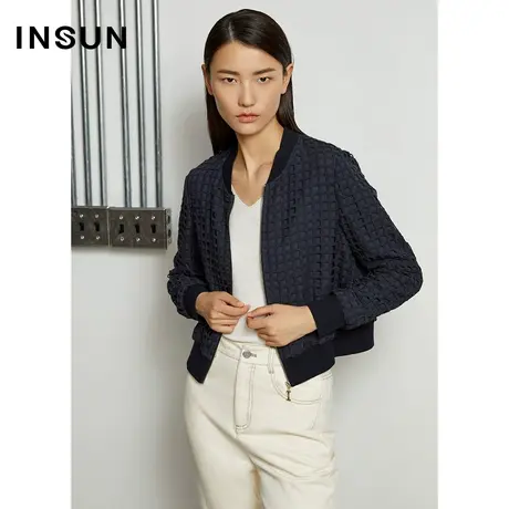 恩裳奥莱春季棉质镂空网格面料休闲简单外套商品大图