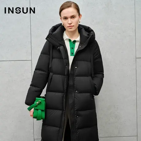 「极寒羽绒」INSUN恩裳专选冬季绗缝防钻绒连帽鹅绒羽绒服商品大图