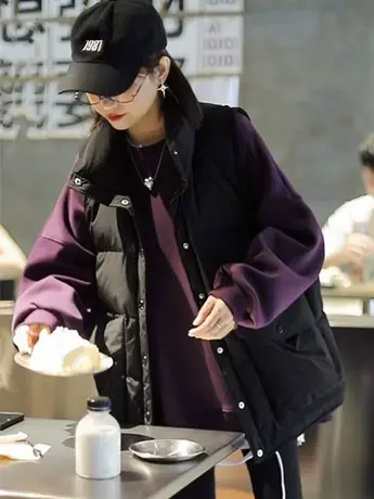 羽绒棉马甲女短款学院风韩版背心外穿坎肩2023秋冬新款马夹外套潮图片