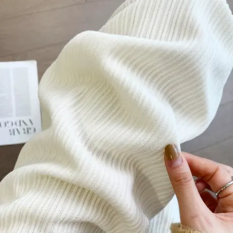 雪尼尔阔腿裤女秋冬2023年新款加绒高腰直筒白色灯芯绒休闲裤子商品大图