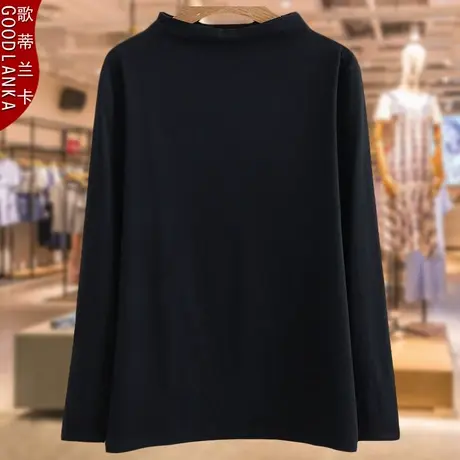 四五十岁中老年妈妈秋冬季纯棉打底衫中年加肥加大码半高领上衣女商品大图