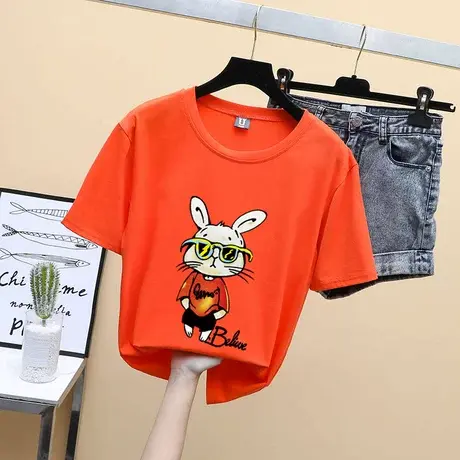 大童夏装小猪佩奇印花短袖t恤女韩版宽松初中学生百搭半袖上衣服图片