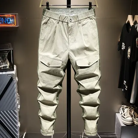 夏季薄款潮牌工装裤男修身小脚男士休闲长裤子男弹性运动裤百搭款商品大图