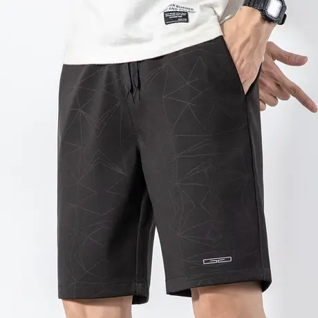 夏季薄款冰丝五分运动休闲短裤男士宽松外穿中裤子大裤衩半截裤头商品大图