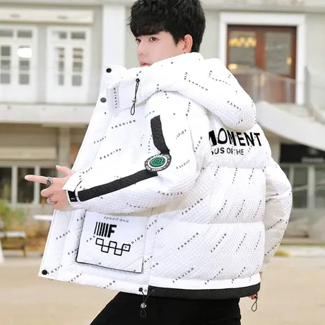 冬季泡泡格棉衣外套男款加厚连帽羽绒棉服保暖冬装帅气棉袄面包服商品大图