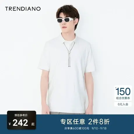 TRENDIANO春夏季潮牌新款简约翻领商务休闲短袖Polo衫男士翻领t恤商品大图