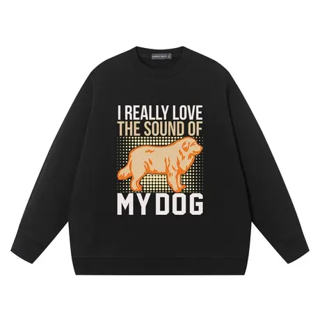 我爱我的狗金毛秋季男士卫衣外套上衣连帽宽松套头长袖潮流薄款图片