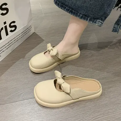 时尚包头半拖鞋女夏季外穿2024年新款半托单鞋女英伦风鞋拖女春秋商品大图