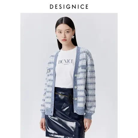 商场同款迪赛尼斯春秋甜美风时尚气质质感宽松设计感短开衫女图片