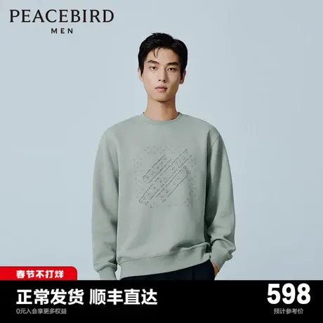 【商场同款】太平鸟男装休闲卫衣24春新款宽松刺绣卫衣 B1CRE1319图片
