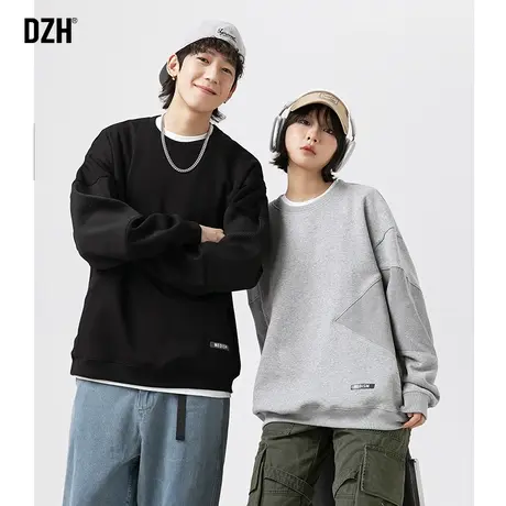 青少年潮牌卫衣男圆领美式高街衣服情侣拼接上衣春季外套2024新款图片