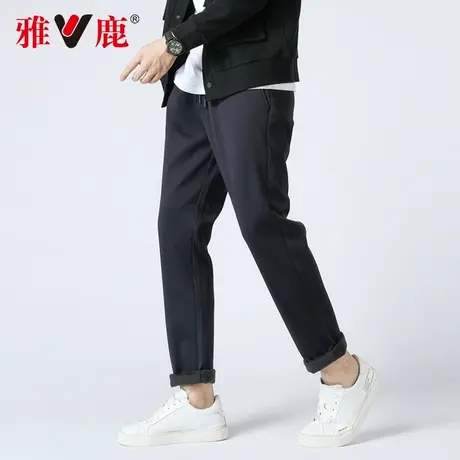 雅鹿男士裤子秋冬季新款宽松直筒运动男裤加绒加厚春秋男休闲长裤商品大图