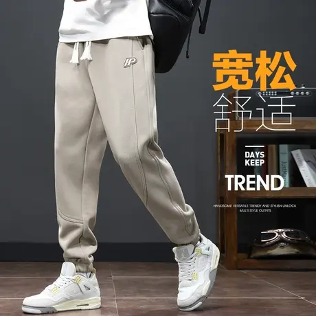 春秋款春季卡其色宽松束脚哈伦九分休闲裤子夏季男款潮牌运动卫裤商品大图