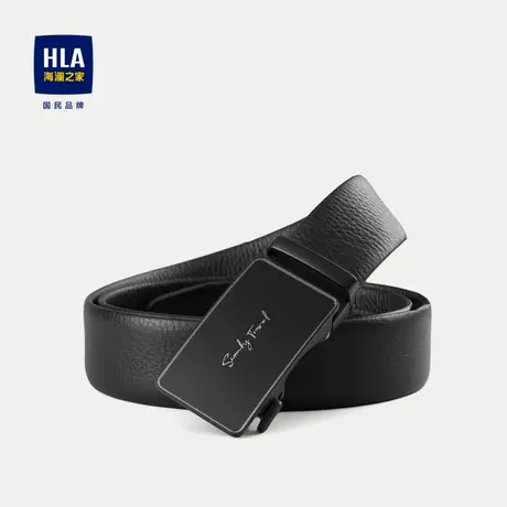 HLA/海澜之家纯色通勤皮带2024新款字母点缀商务自动扣腰带男商品大图