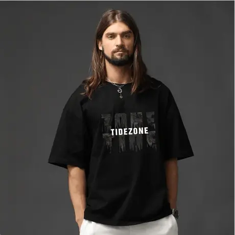 Ohlyah美式重磅短袖t恤男夏季ins潮牌圆领半袖纯棉黑色宽松体恤图片