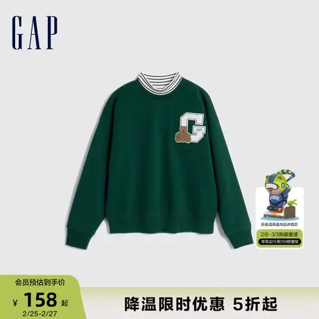 Gap男童秋冬洋气LOGO半高领天鹅绒卫衣大小童同款保暖上衣785172商品大图