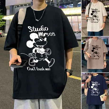 夏季美式短袖t恤男2024新款ins潮牌宽松高街情侣打底纯棉男生衣服商品大图