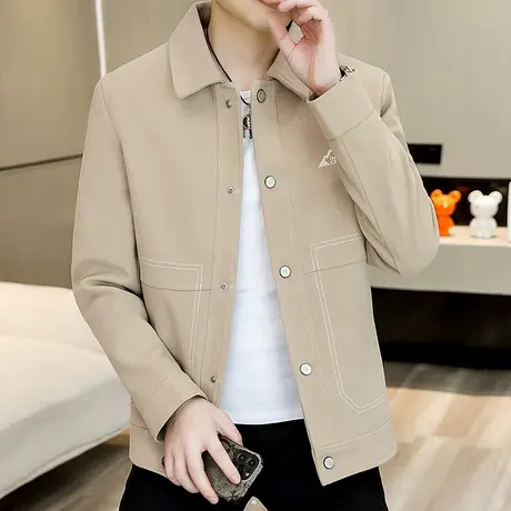 2023新款男装外套秋季潮流百搭褂子上衣男士帅气翻领工装休闲夹克商品大图