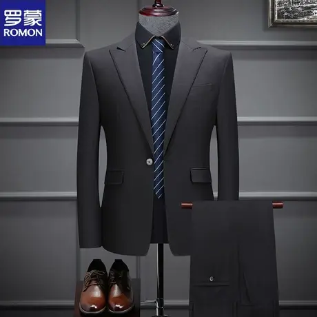 罗蒙休闲西服套装男伴郎服高级感新郎小西装职业正装成人礼服外套图片