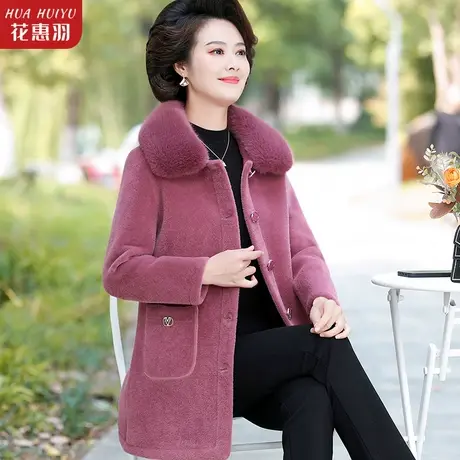 中年妈妈秋冬水貂绒外套40岁50中老年人女装冬装洋气皮毛一体大衣商品大图