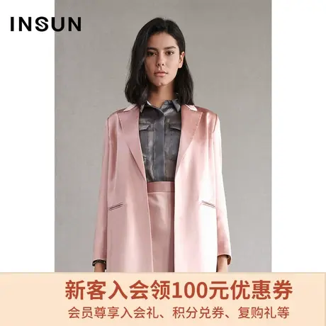 恩裳商场同款春季宽松舒适纯色三醋酯垂感长袖西装外套女图片