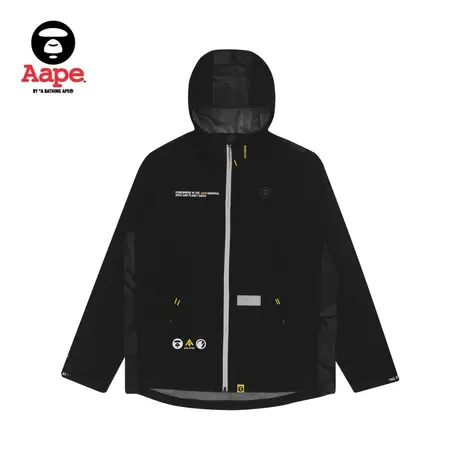 AAPE男装秋冬猿颜徽章字母印花迷彩拼接夹克冲锋衣外套7425XXG商品大图