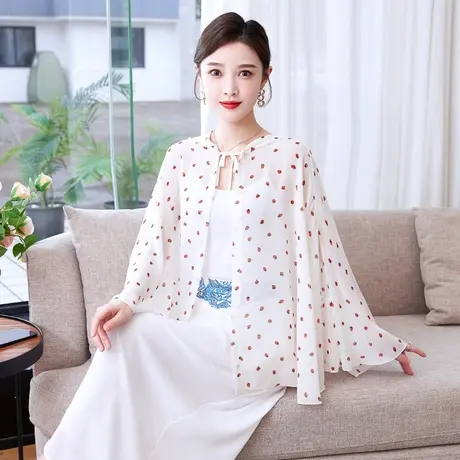 复古披风女夏季配裙子雪纺防晒开衫搭配旗袍宽松外搭仙气披肩女商品大图