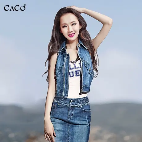 牛仔马甲女短款复古时尚夏款个性潮款修身性感镂空背心设计感马夹图片