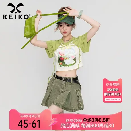 清新显瘦印花短款上衣女2023夏季y2k甜辣妹多巴胺露脐短袖T恤小衫图片